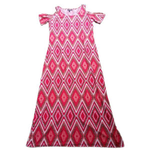 Allison Brittany Orange Aztec Western Maxi Dress Large